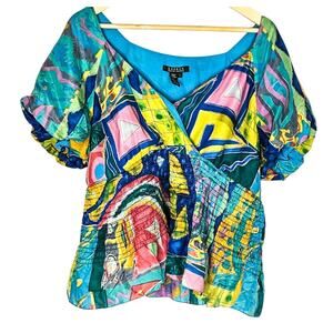 Lauren Ralph Lauren Silk Women's Size Large Flowy Top Vibrant Colors